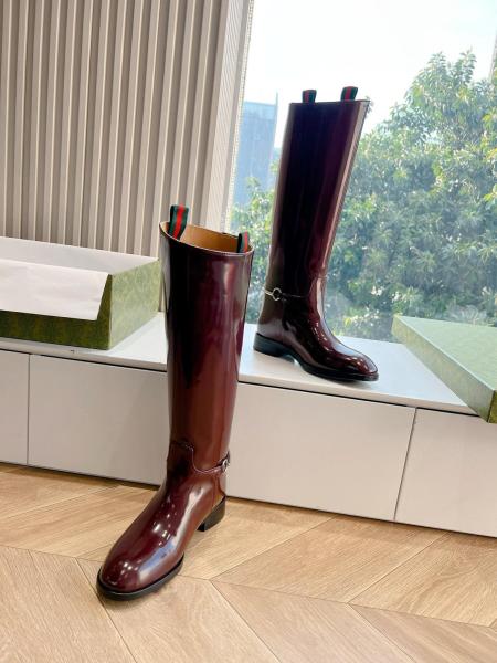 GUCCI Horsebit Knee high Boots Women's Red