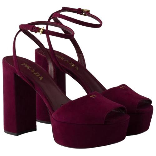 PRADA One Strap Sandals 11.5cm Women's Burgundy