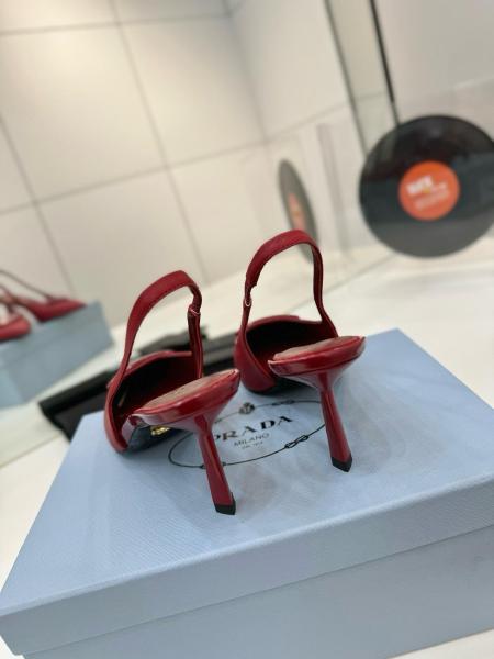 PRADA Triangle-logo Leather Slingback Pumps