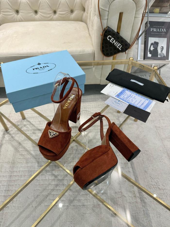 PRADA One Strap Sandals 11.5cm Women's Burgundy