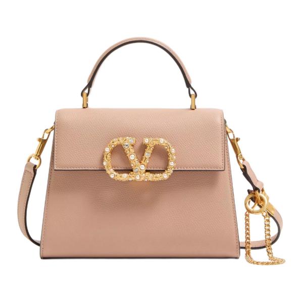 Valentino Cow Leather Handbag Small Women's Cinnamon Pink 7W2B0F53XPWDYF size 22*9*17 cm 