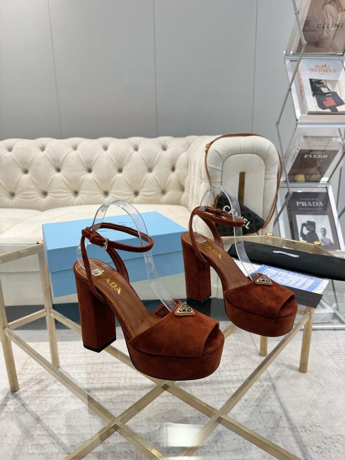 PRADA One Strap Sandals 11.5cm Women's Burgundy