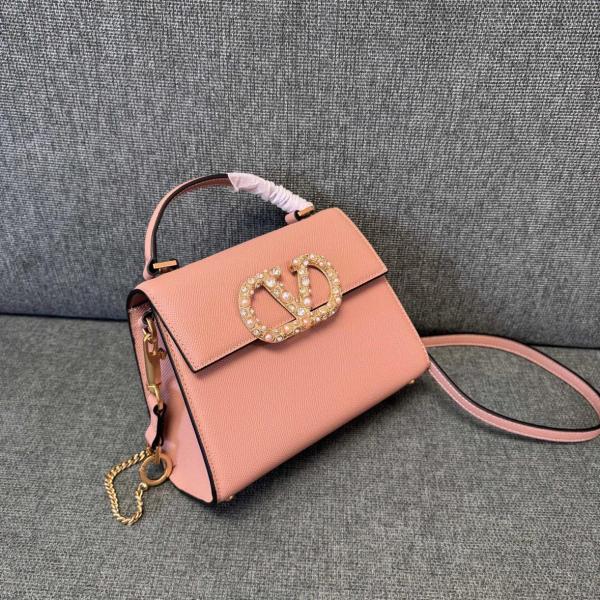 Valentino Cow Leather Handbag Small Women's Cinnamon Pink 7W2B0F53XPWDYF size 22*9*17 cm 