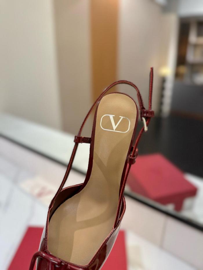 Valentino VLogo Signature Slim Heel High Heels 8cm Women's Burgundy Red