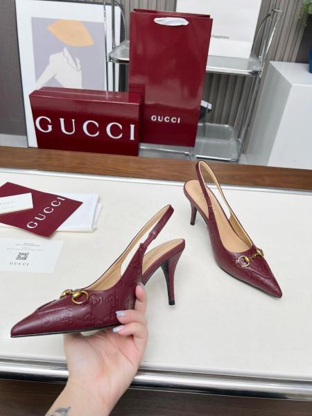 GUCCI Slim Heel High Heels 8.5cm Women's Red