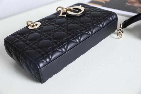 DIOR Lady D JOY Sheepskin Lady Dior Bag Shoulder Bag, Crossbody Bag, Handbag Regular Women's Black M0540ONGE-M900 size 26*5*13.5 cm