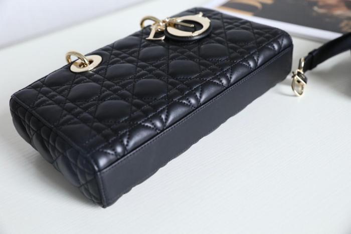 DIOR Lady D JOY Sheepskin Lady Dior Bag Shoulder Bag, Crossbody Bag, Handbag Regular Women's Black M0540ONGE-M900 size 26*5*13.5 cm