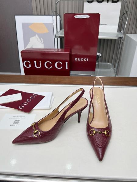 GUCCI Slim Heel High Heels 8.5cm Women's Red