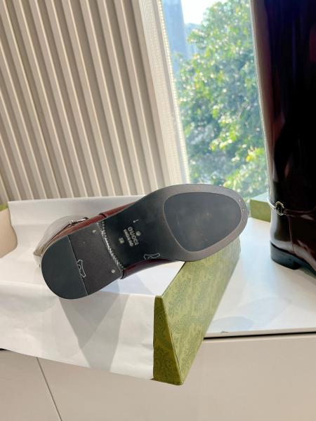 GUCCI Horsebit Knee high Boots Women's Red