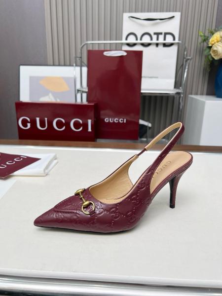 GUCCI Slim Heel High Heels 8.5cm Women's Red