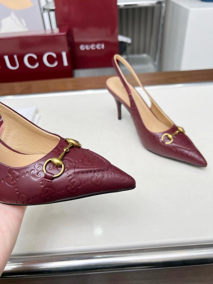 GUCCI Slim Heel High Heels 8.5cm Women's Red