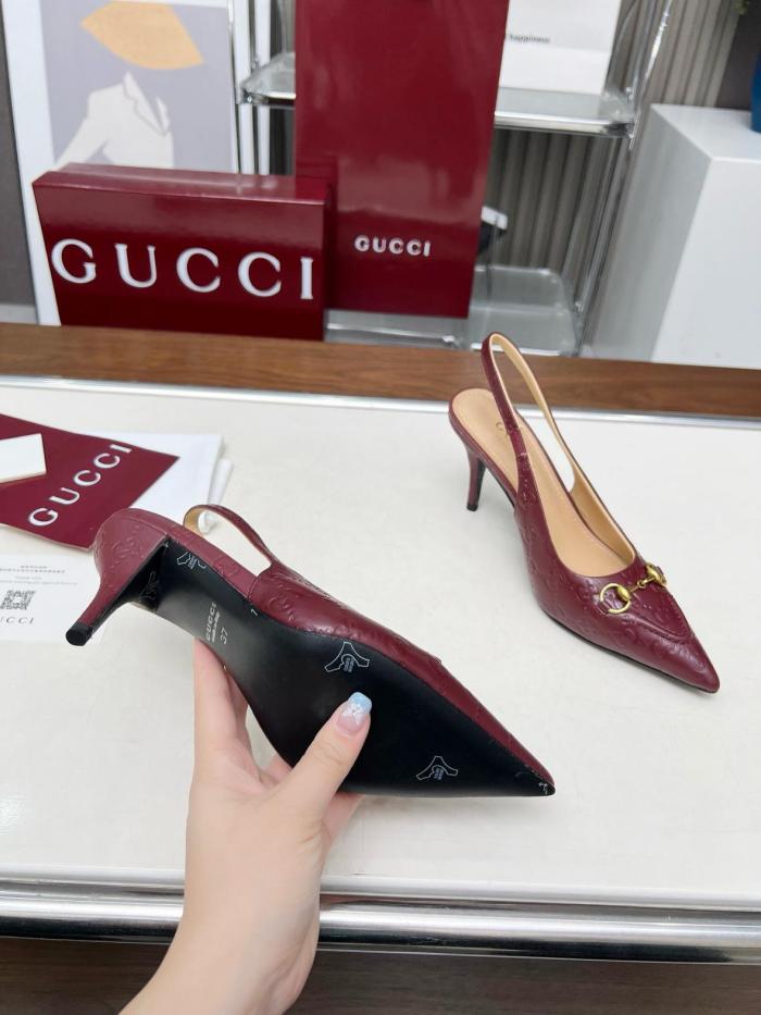 GUCCI Slim Heel High Heels 8.5cm Women's Red