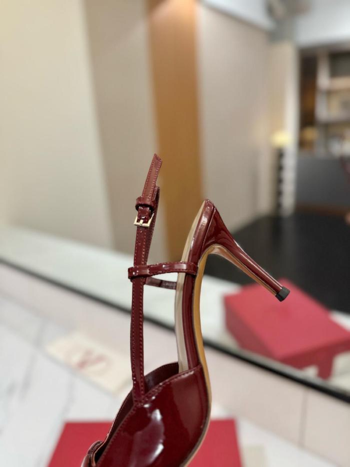 Valentino VLogo Signature Slim Heel High Heels 8cm Women's Burgundy Red