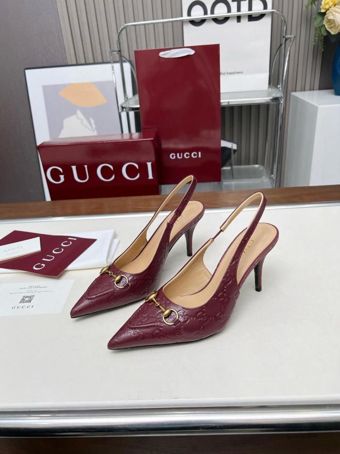 GUCCI Slim Heel High Heels 8.5cm Women's Red