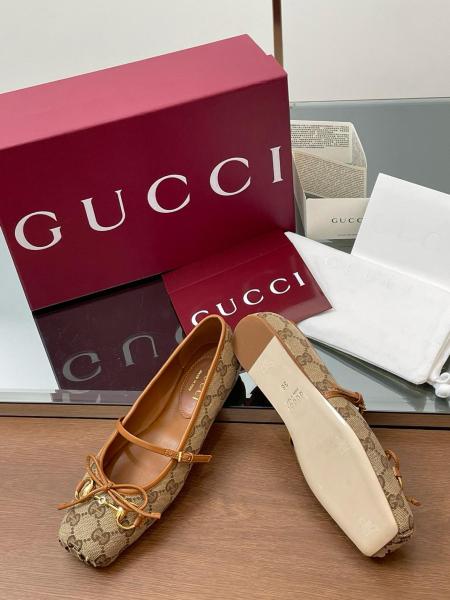 GUCCI Women's Horsebit Ballet 'GG Canvas Beige Dark Brown' Women's