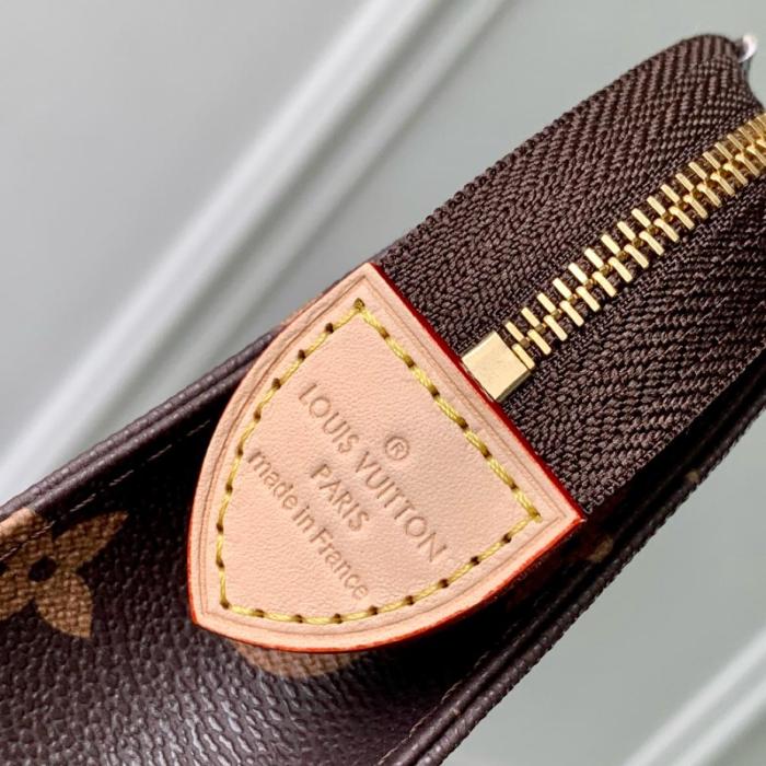 LOUIS VUITTON TrioMonogram Embossed Coated Fabric Toiletry Bag Combo Set Unisex Brown P01952 size 25*20*5.5 cm