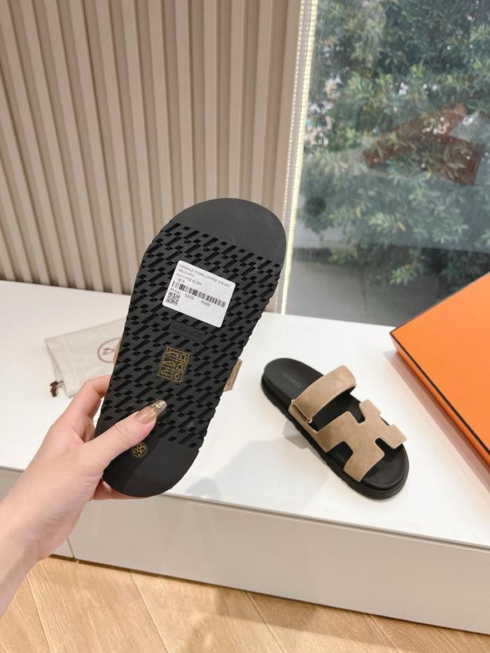 HERMES Chypre Beige Argile Suede Goatskin Men's