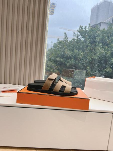 HERMES Chypre Beige Argile Suede Goatskin Men's