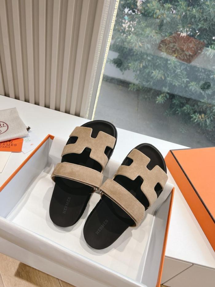 HERMES Chypre Beige Argile Suede Goatskin Men's