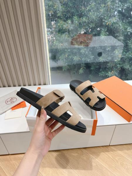 HERMES Chypre Beige Argile Suede Goatskin Men's