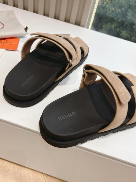 HERMES Chypre Beige Argile Suede Goatskin Men's