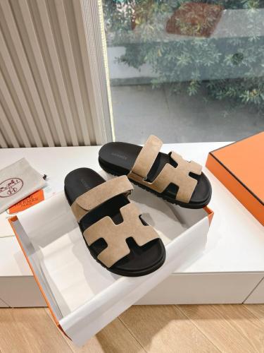 HERMES Chypre Beige Argile Suede Goatskin Men's