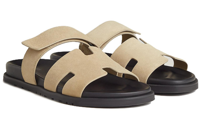 HERMES Chypre Beige Argile Suede Goatskin Men's