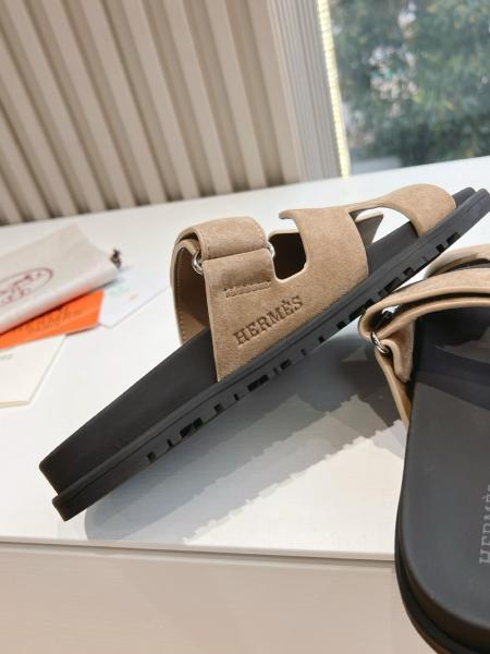 HERMES Chypre Beige Argile Suede Goatskin Men's