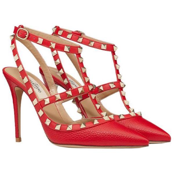 Valentino Rockstud Slim Heel Casual High Heels 11cm Women's Red