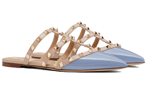 Valentino ROCKSTUD Closed Toe Slippers Women's Blue