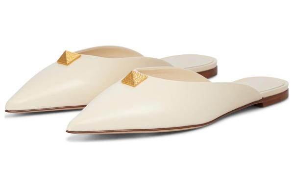 Valentino Roman Stud Fashion Slippers Women's Ecru