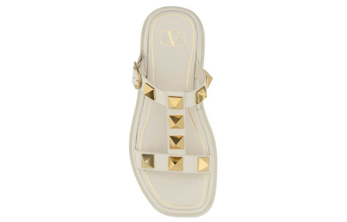 Valentino Rockstud Quiet Slide Slippers Women's White