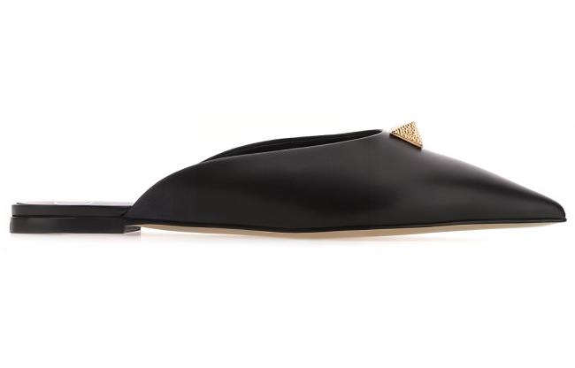 Valentino Roman Stud Closed Toe Slippers Women's Black