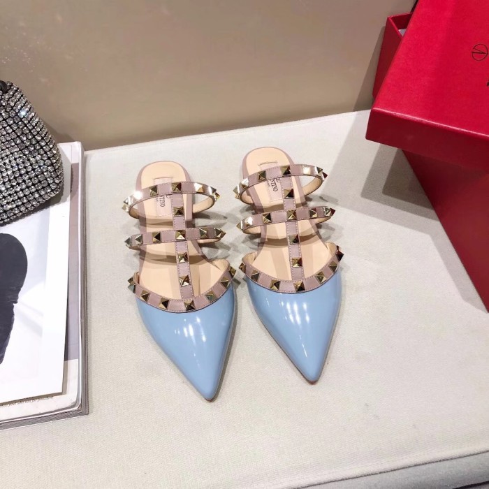 Valentino ROCKSTUD Closed Toe Slippers Women's Blue