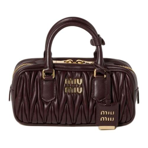 MIU MIU Arcadie Series Leather Shoulder Bag, Crossbody Bag, Handbag Small Women's Dark Brown 5BB142_N88_F0NBL_V_OON size 22*7.5*10.5 cm