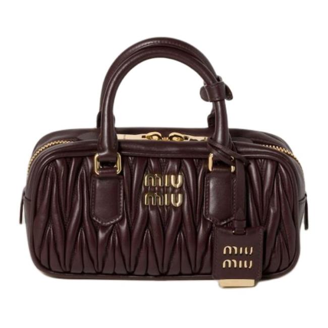 MIU MIU Arcadie Series Leather Shoulder Bag, Crossbody Bag, Handbag Small Women's Dark Brown 5BB142_N88_F0NBL_V_OON size 22*7.5*10.5 cm