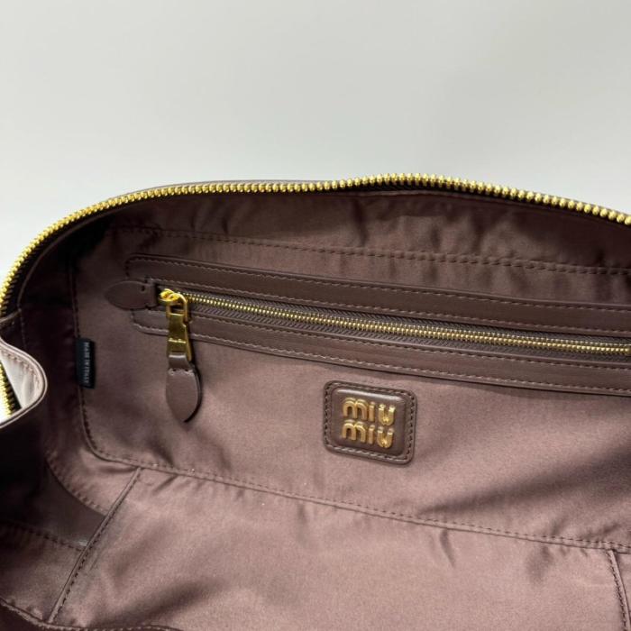 MIU MIU Arcadie Series Leather Shoulder Bag, Crossbody Bag, Handbag Small Women's Dark Brown 5BB142_N88_F0NBL_V_OON size 22*7.5*10.5 cm