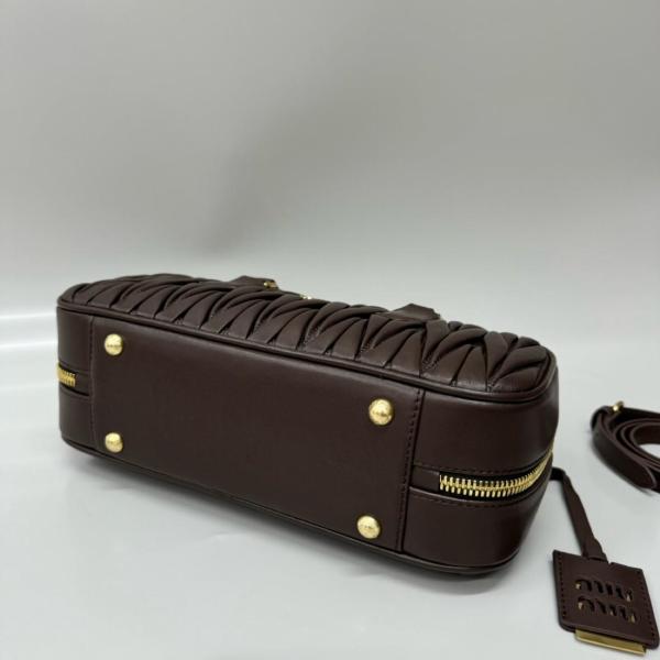 MIU MIU Arcadie Series Leather Shoulder Bag, Crossbody Bag, Handbag Small Women's Dark Brown 5BB142_N88_F0NBL_V_OON size 22*7.5*10.5 cm