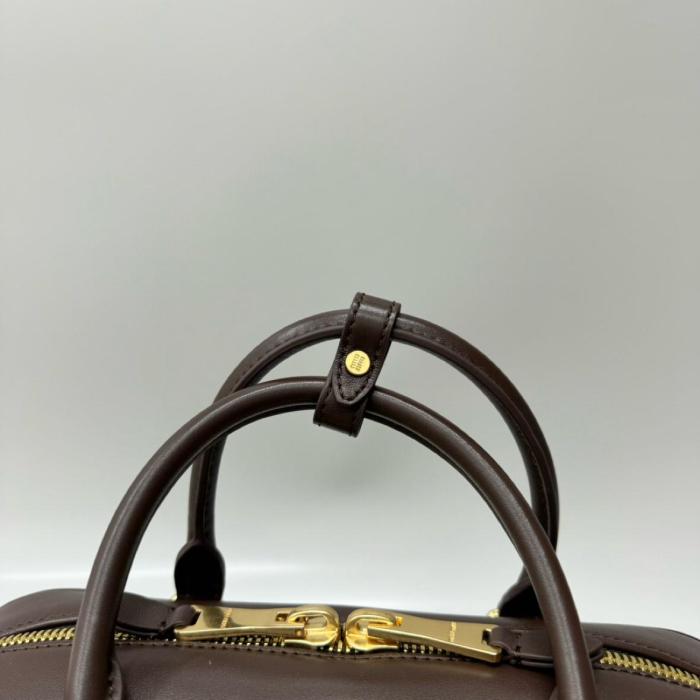 MIU MIU Arcadie Series Leather Shoulder Bag, Crossbody Bag, Handbag Small Women's Dark Brown 5BB142_N88_F0NBL_V_OON size 22*7.5*10.5 cm