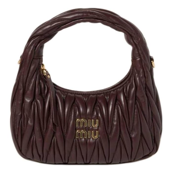 MIU MIU Wander Series Soft Sheep Leather Crescent Bag Shoulder Bag Crossbody Bag Handbag Small Size Women's Dark Brown 5BC125_N88_F0NBL_V_OOY size 20*6*17 cm