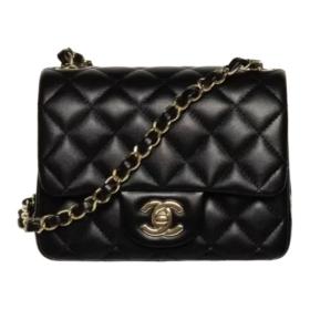 CHANEL Lambskin Shoulder Bag, Crossbody Bag Mini Women's Black AS5758-B21572-94305 size 18*7*13 cm