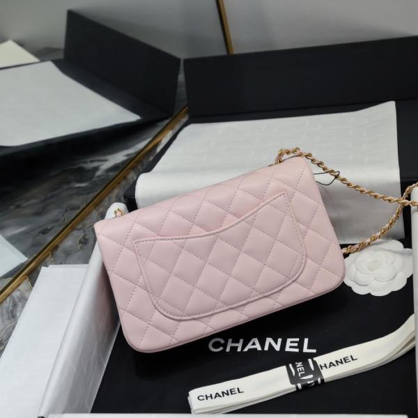 CHANEL Classic Flap CF Sheepskin Chain Bag, Flap Bag, Shoulder Bag, Crossbody Bag Mini Women's Light Pink AS1787-B02916-NR644 size 20*7*13 cm