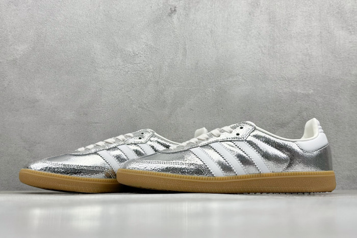 adidas Samba OG Silver Metallic Cracked Leather