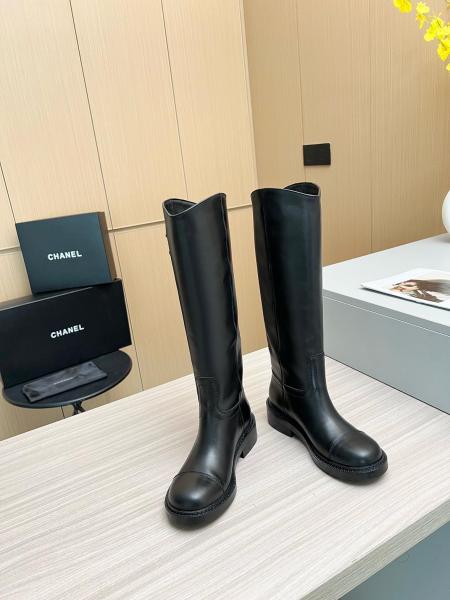 CHANEL 24C Knee high Boots Women's Black