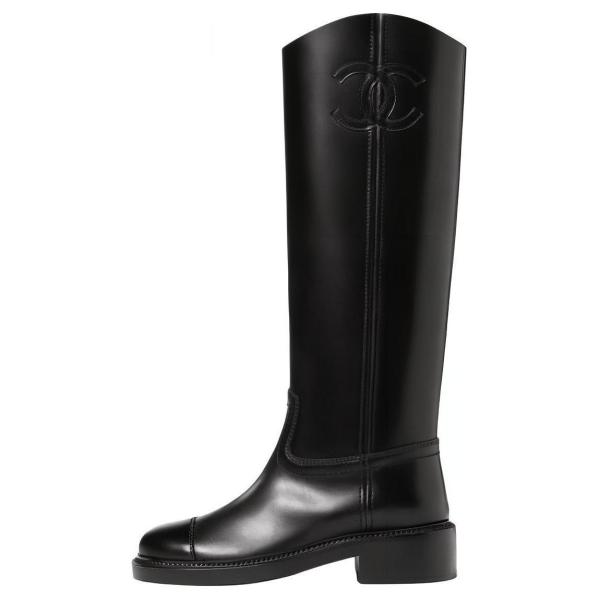 CHANEL 24C Knee high Boots Women's Black