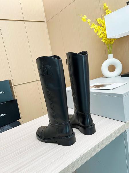 CHANEL 24C Knee high Boots Women's Black