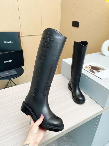 CHANEL 24C Knee high Boots Women's Black