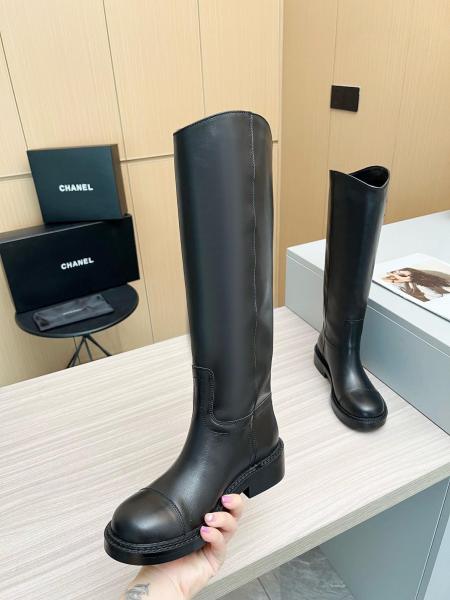 CHANEL 24C Knee high Boots Women's Black