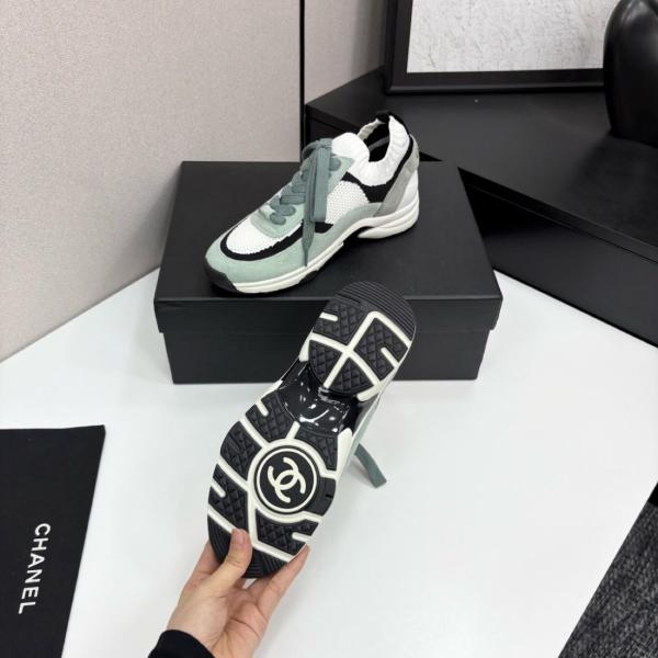 CHANEL Low Top Casual Shoes Women's White Black Green