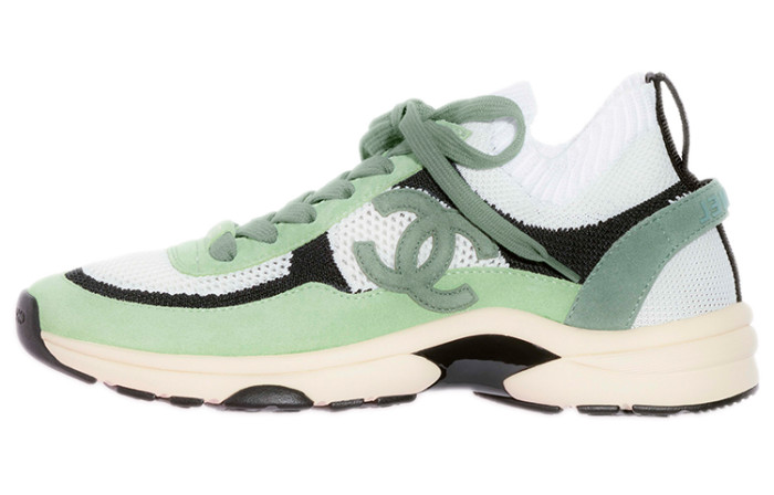CHANEL Low Top Casual Shoes Women's White Black Green
